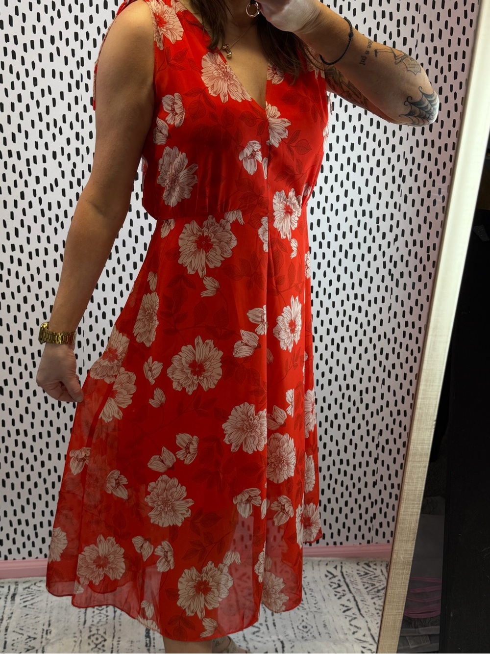 Vince Camuto Floral Print Tie Shoulder Dress New With Tags. Size 12